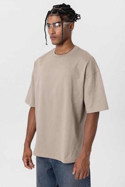 VAMOSCLO Βασικό μπλουζάκι με λαιμόκοψη oversized Mink