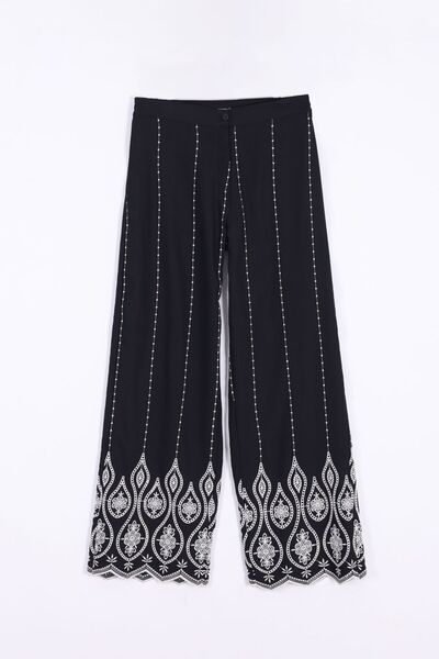 By Mare Style Flowy Black Guipure Trousers