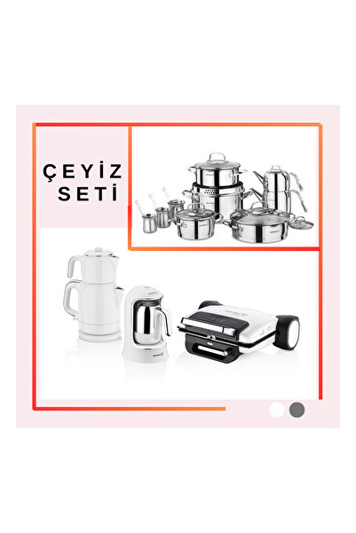 Ulus Home Korkmaz Mia 22 Piece Steama Pot and Electro Set