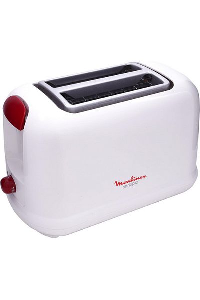 Moulinex 850W Principio3 2-Slots Toaster with Removable Crumb Tray White and Red