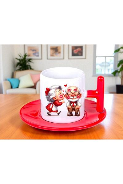 LADİJİTAL BASKI ÇÖZÜMLERİ 2 Pcs Nine-Dede t Red Turkish Coffee Cups