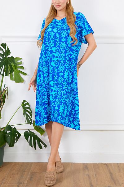DPARİS Rochie cu mânecă scurtă cu decolteu în V cu model din viscoză