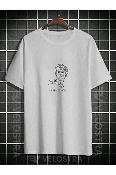 Velostra Unisex Veni Vidi Vici Julius Caesar cu imprimeu supradimensionat tricou