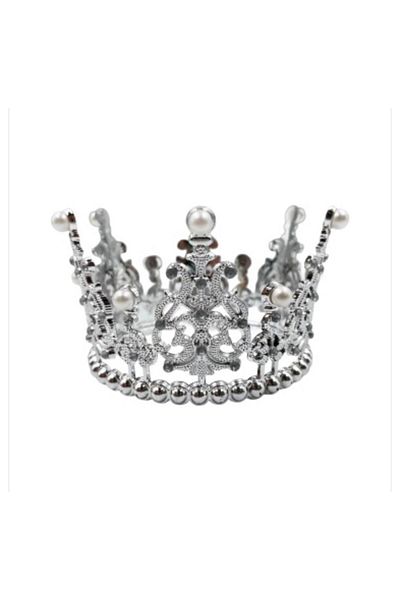 Happyland Silver Cake Crown with Pearls Mini Plastic Pearl Model Full Tour 12 X12 cm