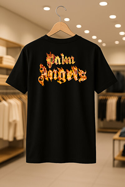 C&C OKULCUNUZ تي شيرت Palm Flame مطبوع كبير الحجم للجنسين مصنوع من القطن بنسب...