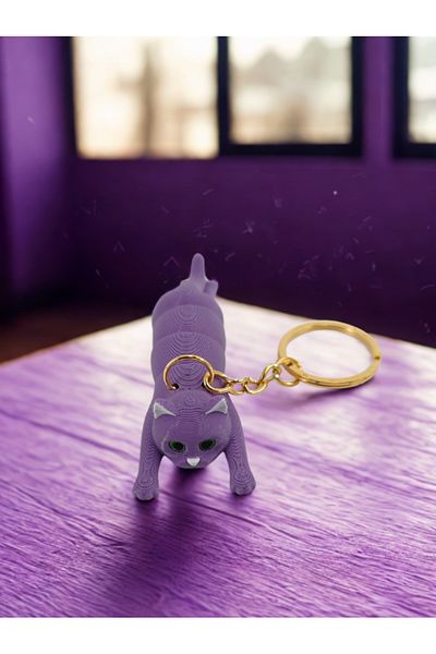 Shuttle Park Unisex Special Stylish Design Cute 3D Moving Keychain with Cat Figure Gift Accessory 1 Piece