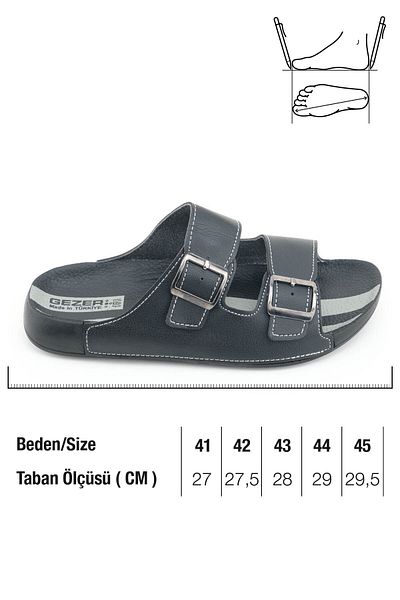 GEZER Men's Summer Two Buckle Adjustable Faux Leather Comfortable Sole Daily Slippers