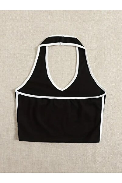 Machetta Women's Black Halter Neck Crop Blouse