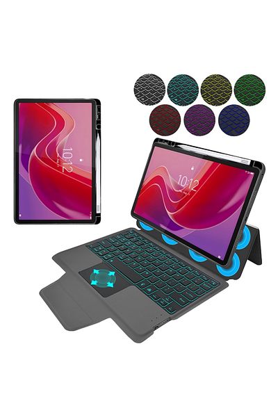 Petite Tuds Smart Case with Keyboard for Lenovo Tab M11 + Lexgard Premium Shield, Pitch Black