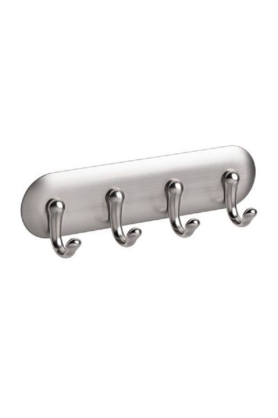 Interdesign Brushed Stainless Steel 4-Hook Rack Chrome