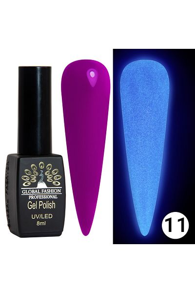 global fashion Oja semipermanenta Luminous, Global Fashion, fosforecenta, 8 ml, 11