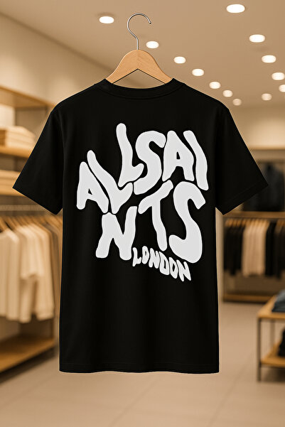 FEEL STYLE تي شيرت مطبوع عليه شعار Saint مقاس كبير للجنسين مصنوع من القطن بنسبة 100% وقماش سميك يسمح بمرور الهواء