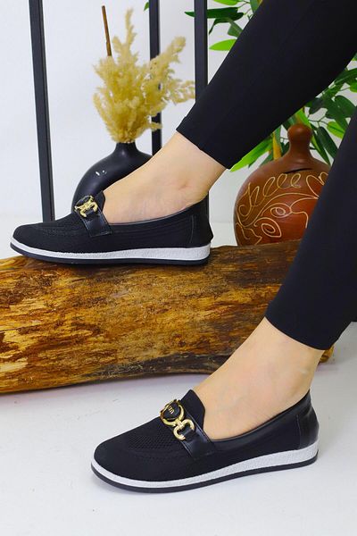 Weynes Women's Black Hearted Daily Comfortable Ballerinas Wsb3068