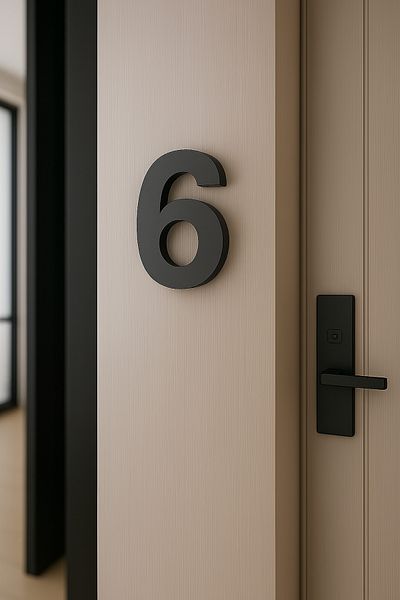 Rekatech Modern Style 3D House Number (Number 6) |   7 cm Bottom Dimension – 15 cm Height
