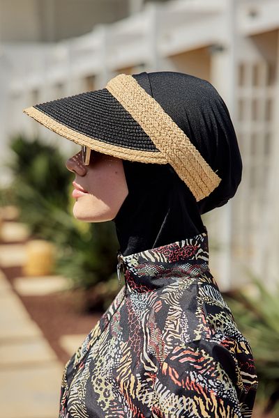 Remsa Mayo Visor Straw Hat Sunscreen Visor Rş-2105 Black Beige