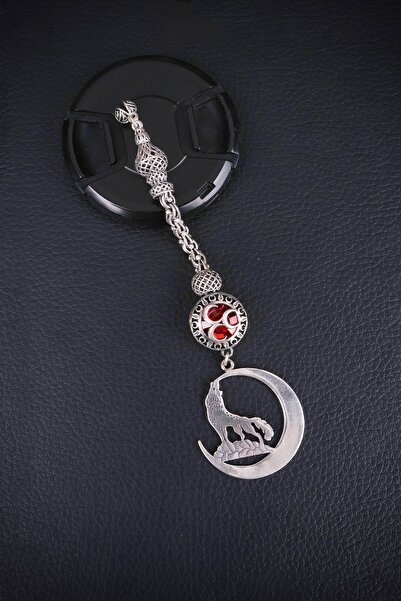 ENCİLİ SİLVER 925 Ayar Gümüş Özel Seri Üç Hilal Tasarım Uluyan Bozkurt Uçlu T...