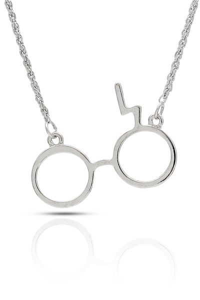 kolbi Harry Potter Glasses Model Necklace – Silver Color with Twist Chain