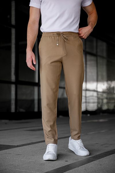 Ser Joven Ανδρικό παντελόνι Jogger Camel Relaxed Fit με πλαϊνές τσέπες και ελαστικό κορδόνι στη μέση