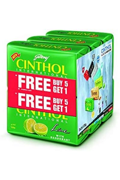 Godrej Cinthol Lemon Bath Soap with 99.9% Germ Protection 125g Pack of 6