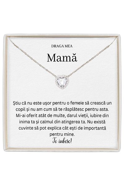 The Jewel Heart Necklace Gift For Mom, Forever Yours, Heart With Zirconia Crystals, Love Message