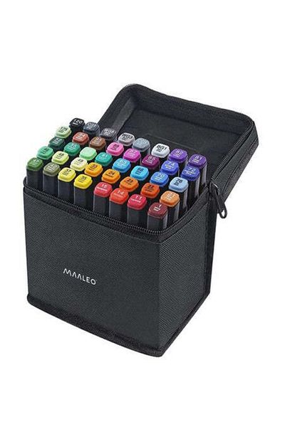 JEWELORA Set of 40 double-ended markers, Professional markers, Storage bag - 160 x 95 x 160 mm