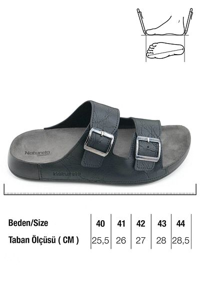 GEZER Naturela Comfort Men's Summer Faux Leather Double Buckle Adjustable Comfortable Sole Daily Slippers