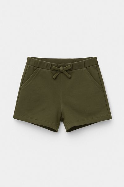 Magu Girls' Cotton Khaki Shorts - Pocketed, Lace-Up, Summer