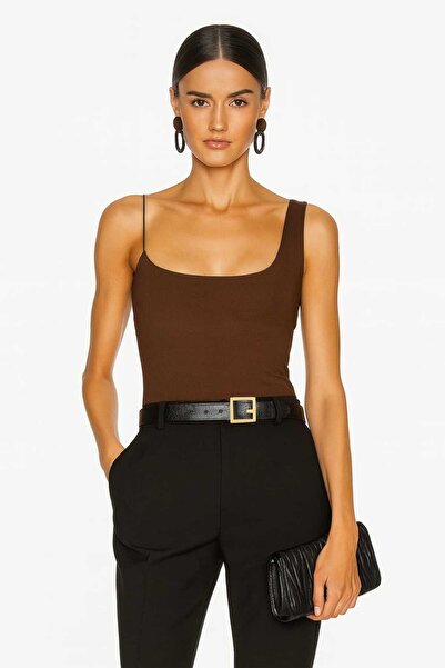 By Kul Design Women's One Shoulder Halter Necklace Detail Bodysuit