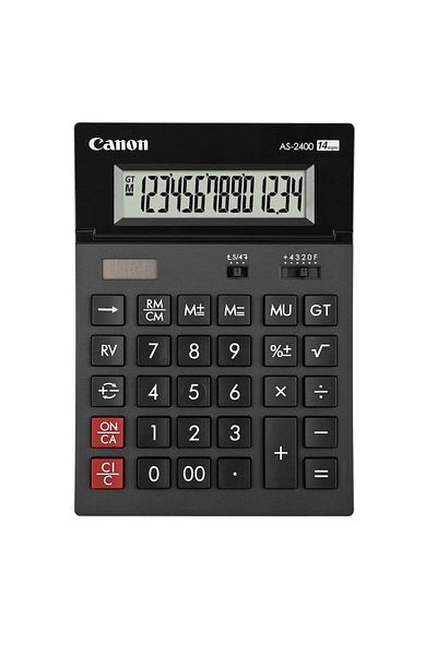 Canon Desk calculator 14 Digits, Canon AS2400, 198 x 140 x 34 mm, black