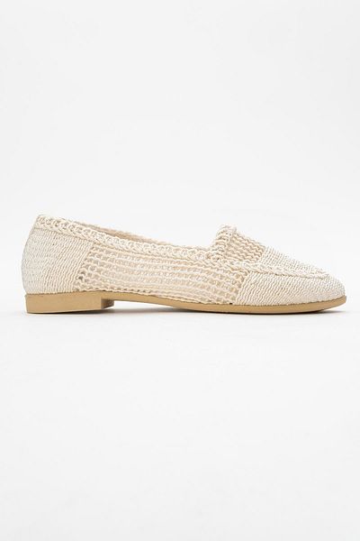 CCWAY AYAKKABI Women's Mesh Ballerina Cream