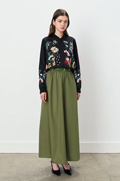 Nihan Büzgülü Kemer Detaylı Pamuk Etek Amazon