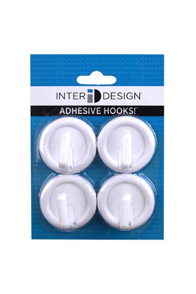 Interdesign 4-Piece Self Adhesive Utility Hook White Small