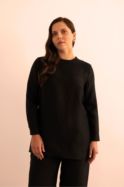 Aker Siyah Keten Bluz