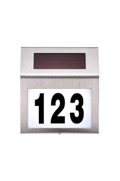 JEWELORA Număr LED cu energie solară pentru casă, Design modern, Gri - 200 x ...