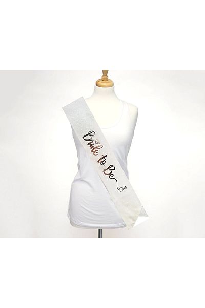 shop White Silver Bride to Be Written Sash Belt