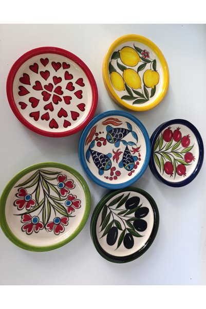 shop Handmade Set of 6, 12 cm Rectangular Ceramic Snack Serving Plates, Breakfast Plates