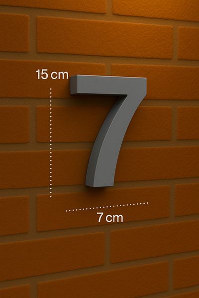 Rekatech Modern Style 3D House Number (Number 7) |   7 cm Bottom Dimension – 15 cm Height