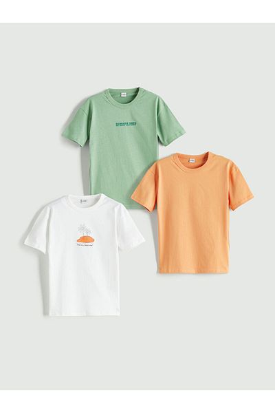 LC Waikiki Ecru Crew Neck Boys T-Shirt 3-Piece