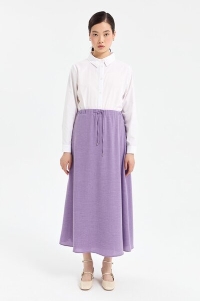 Nihan Beli Lastikli Yarım Daire Etek Lila