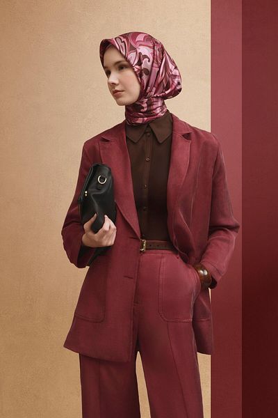 Armine Kupra Blazer Jacket 25Yd4246-1 Bordo