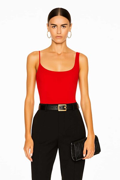 By Kul Design Women's One Shoulder Halter Necklace Detail Bodysuit