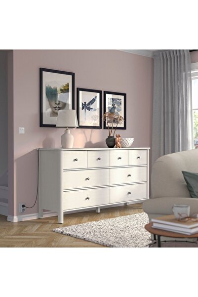 IKEA 8 çekmeceli şifonyer, açık gri-bej, 171x50x91 cm