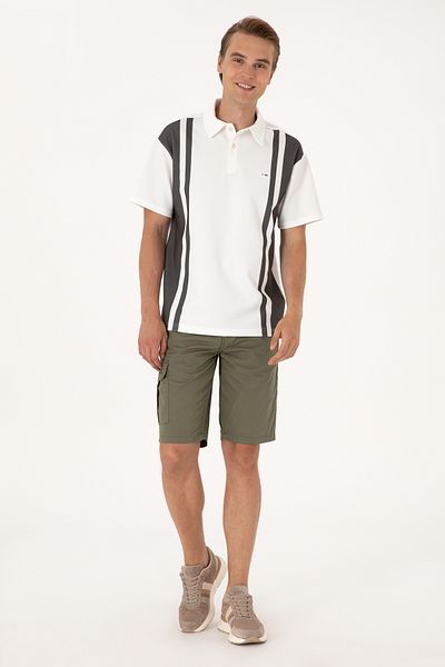U.S. Polo Assn. Ανδρικό σορτς με υφαντό σκούρο χακί 50300418-VR111