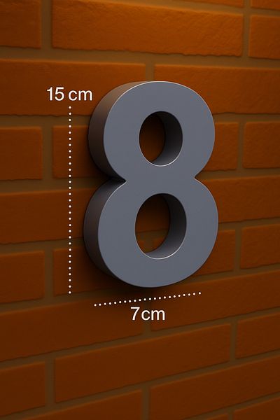 Rekatech Modern Style 3D House Number (Number 8) |   7 cm Bottom Dimension – 15 cm Height