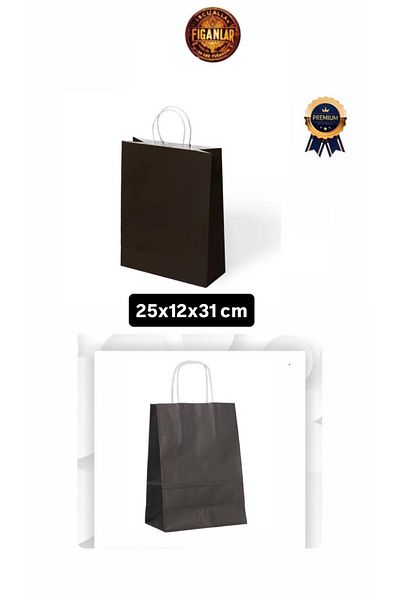 figanlar ambalaj 1St Quality 100Pcs 25X12X31Cm Kraft Quality Twist Handle Black Cardboard Bag/Paper Gift Bag