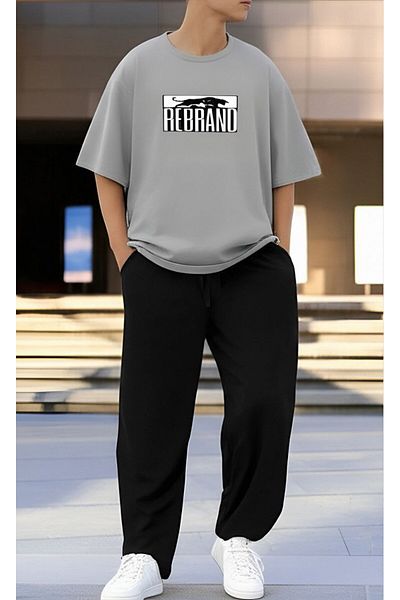 REBRAND Oversize T-Shirt and Long Pants Set - Printed