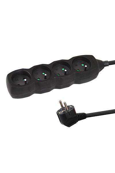 ESPERANZA Extension cord with 4 sockets and 3m cable, 250V, 16A, maximum load 3680W, ES-96161, black