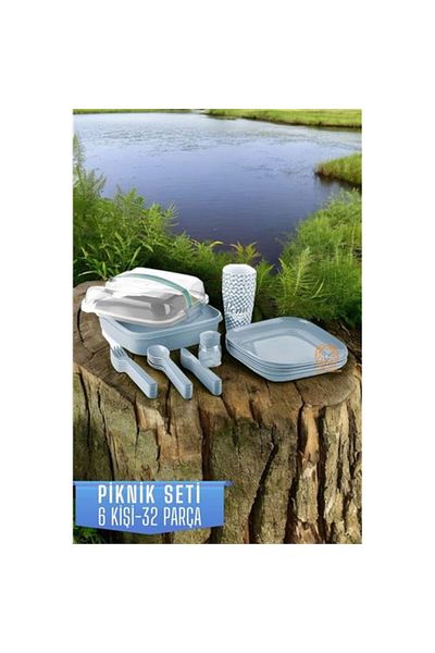 Findit Picnic Set for 6 People 32 Pieces Blue