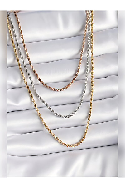 Kaan Accessoire قلادة من الفولاذ بتصميم سلسلة ملتوية متعددة