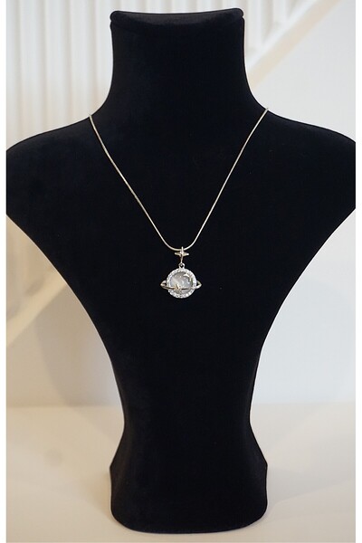 Finesa Jewelry Steel, Zircon Stone Moon and Star Themed, Journey to the Sky Necklace